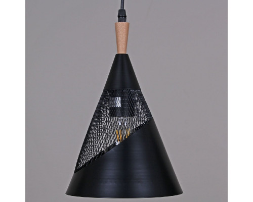 Дополнительное фото Светильник подвесной Reluce 03250-3.9-01 BK+WOOD: Купить в Интернет магазин освещения GCSVET.RU