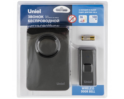 Дополнительное фото Звонок беспроводной (UL-00006433) Uniel UDB-014W-R1T1-36S-100M-BL: Купить в Интернет магазин освещения GCSVET.RU