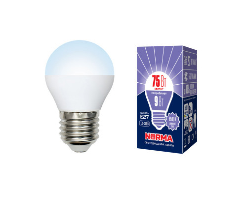 Дополнительное фото Светодиодная лампочка Volpe LED-G45 LED-G45-9W/DW/E27/FR/NR картон: Купить в Интернет магазин освещения GCSVET.RU