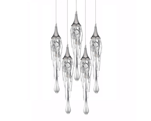 Основное фото Светильник подвесной Delight Collection Goddess Tears P68009L-5/R chrome: Купить в Интернет магазин освещения GCSVET.RU