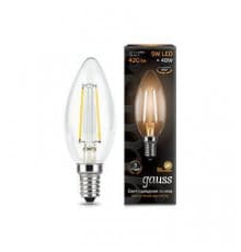 Филаментная лампа светодиодная Gauss E14 5W 2700К прозрачная 103801105