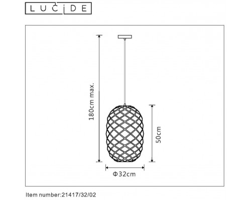 Дополнительное фото Светильник подвесной Lucide WOLFRAM 21417/32/30: Купить в Интернет магазин освещения GCSVET.RU