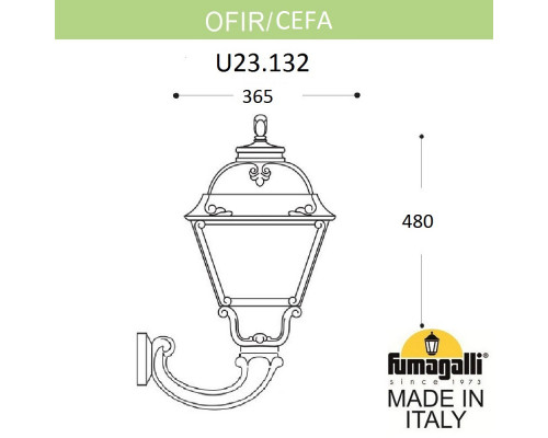 Дополнительное фото Светильник настенный для улицы Fumagalli U23.132.000.AYF1R: Купить в Интернет магазин освещения GCSVET.RU