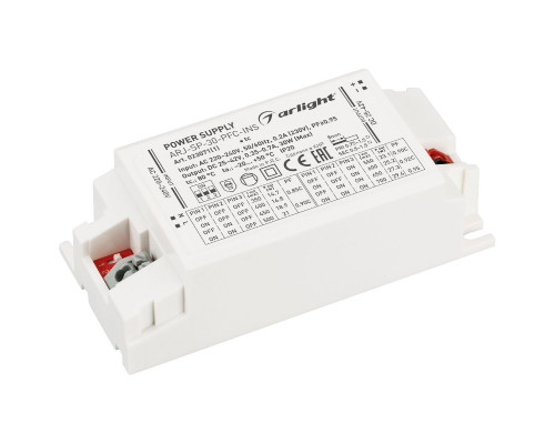Основное фото Сетевой адаптер Arlight ARJ-SP-30-PFC-INS (30W, 25-42V, 0.35-0.7A, IP20) 023071(1): Купить в Интернет магазин освещения GCSVET.RU