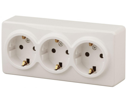 Основное фото Розетка ЭРА Эксперт 3х2P E Schuko 16A 250V 11-2208-02 Б0020701: Купить в Интернет магазин освещения GCSVET.RU