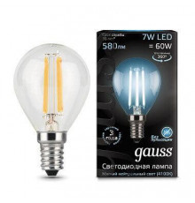 Филаментная лампа светодиодная Gauss E14 7W 4100К прозрачная 105801207