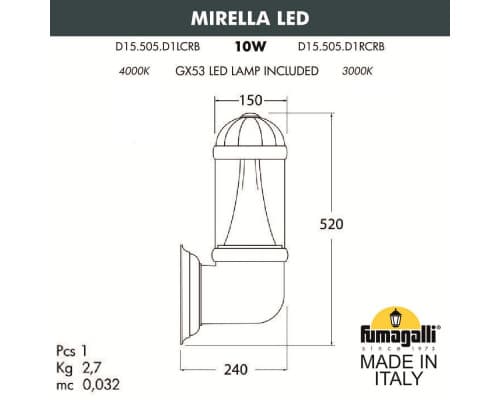 Дополнительное фото Светильник настенный Fumagalli Sauro D15.505.000.AXD1L.CRB: Купить в Интернет магазин освещения GCSVET.RU