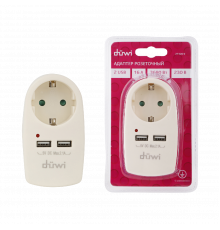 Адаптер 1 гнездо + 2 USB порта на евро вилку Duwi 27420 9