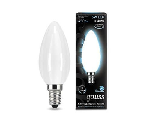 Основное фото Филаментная лампа светодиодная Gauss E14 5W 4100К матовая 103201205: Купить в Интернет магазин освещения GCSVET.RU