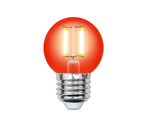 Основное фото Филаментная лампа светодиодная (UL-00002986) Uniel E27 5W красный LED-G45-5W/RED/E27 GLA02RD: Купить в Интернет магазин освещения GCSVET.RU