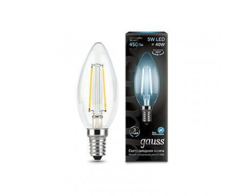 Основное фото Светодиодная лампа Gauss E14 5W 4100K прозрачная 103801205: Купить в Интернет магазин освещения GCSVET.RU