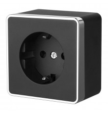 Розетка с заземлением Werkel Gallant черный/хром W5071035 4690389164514