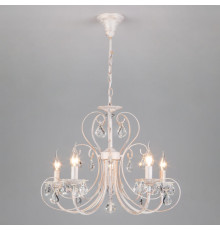 Люстра подвесная Eurosvet 3305/5 белый с золотом/прозрачный хрусталь Strotskis