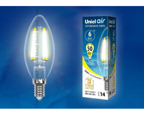 Дополнительное фото Филаментная лампа светодиодная Uniel E27 7W 3000K прозрачная LED-A60-7W/WW/E27/CL/MB GLM10TR: Купить в Интернет магазин освещения GCSVET.RU