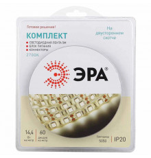 Лента светодиодная ЭРА 14,4W/m 60LED/m 5050SMD теплый белый 5M 5050kit-14,4-60-12-IP20-2700-5m Б0043066