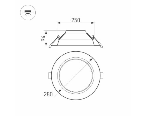 Дополнительное фото Светильник встраиваемый Arlight IM-Cyclone-R280-40W White6000 022526(2): Купить в Интернет магазин освещения GCSVET.RU