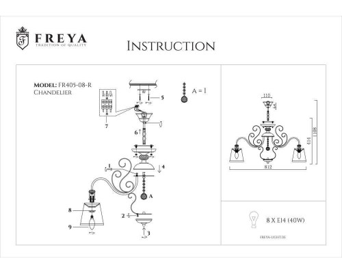Дополнительное фото Люстра подвесная Freya Driana FR2405-PL-08-BZ: Купить в Интернет магазин освещения GCSVET.RU
