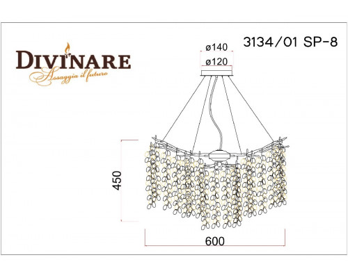 Дополнительное фото Люстра подвесная Divinare Salice 3134/01 SP-8: Купить в Интернет магазин освещения GCSVET.RU