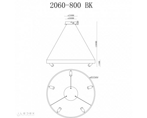 Дополнительное фото Люстра подвесная iLedex Vision 2060-D800 BK: Купить в Интернет магазин освещения GCSVET.RU