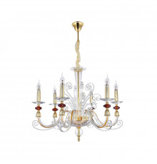 Люстра подвесная Crystal lux CATARINA SP6 V2 GOLD/TRANSPARENT-COGNAC