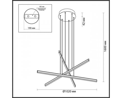 Дополнительное фото Светильник подвесной LED Odeon Light Rudy 3890/48L: Купить в Интернет магазин освещения GCSVET.RU