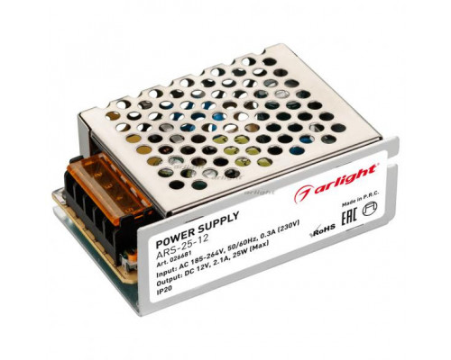 Основное фото Сетевой адаптер Arlight ARS-25-12 (12V, 2.1A, 25W) 026681: Купить в Интернет магазин освещения GCSVET.RU