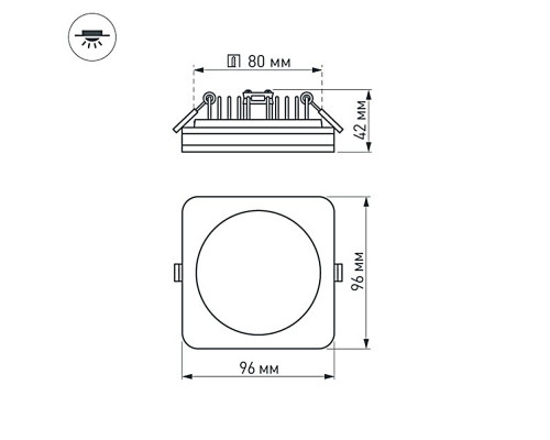 Дополнительное фото Светильник встраиваемый Arlight LTD-96x96SOL-10W Warm White 3000K 017635: Купить в Интернет магазин освещения GCSVET.RU