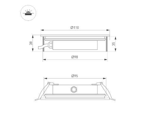 Дополнительное фото Грунтовый светильник Arlight ART-GROUND-SLIM-R110-6W Warm3000 (SL, 35 deg, 24V) 038163: Купить в Интернет магазин освещения GCSVET.RU