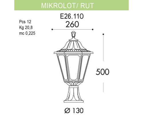 Дополнительное фото Светильник уличный Fumagalli Mikrolot/Rut E26.110.000.BYF1R: Купить в Интернет магазин освещения GCSVET.RU