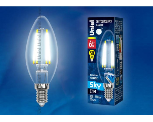 Дополнительное фото Светодиодная лампочка Uniel SKY A LED-A60-8W/NW/E27/CL PLS02WH картон: Купить в Интернет магазин освещения GCSVET.RU