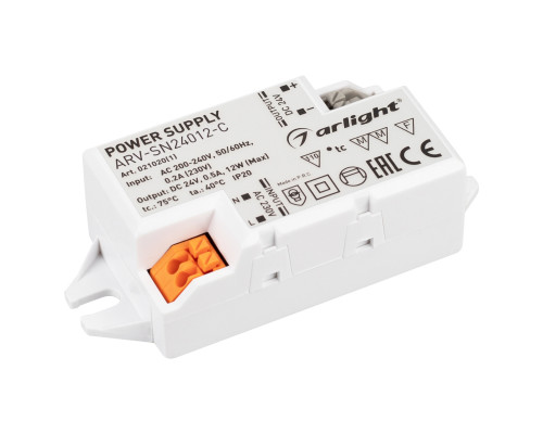 Основное фото Сетевой адаптер Arlight ARV-SN24012-C (24V, 0.5A, 12W) 021020(1): Купить в Интернет магазин освещения GCSVET.RU