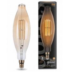 Филаментная лампа светодиодная Gauss E27 8W 2400K золотая 155802008