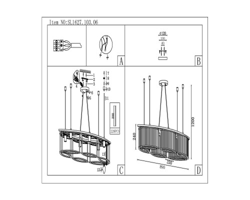 Дополнительное фото Люстра подвесная ST Luce Velletri SL1627.103.06: Купить в Интернет магазин освещения GCSVET.RU