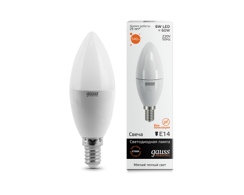 Основное фото Светодиодная лампочка Gauss Elementary Candle LED 33116: Купить в Интернет магазин освещения GCSVET.RU