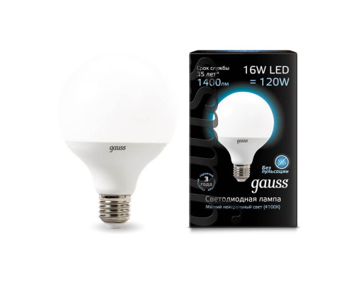 Основное фото Светодиодная лампочка Gauss LED G95 105102216: Купить в Интернет магазин освещения GCSVET.RU