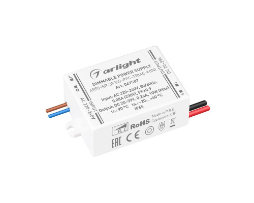 Основное фото Сетевой адаптер Arlight ARPJ-SP-39260-PFC-TRIAC-MINI (10W, 20-39V, 260mA) 047587: Купить в Интернет магазин освещения GCSVET.RU