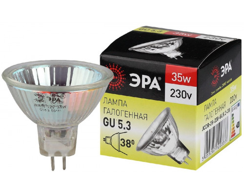 Основное фото Лампочка тип галогенновая Эра GU5.3 35W 3000K GU5.3-JCDR (MR16) -35W-230V-CL C0027363: Купить в Интернет магазин освещения GCSVET.RU