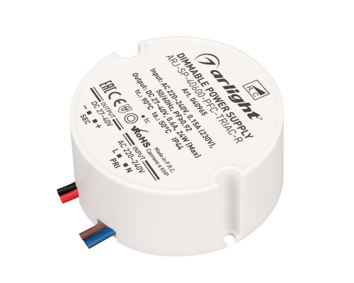 Основное фото Сетевой адаптер Arlight ARJ-SP-40600-PFC-TRIAC-R (24W, 27-40V, 600mA) 040965: Купить в Интернет магазин освещения GCSVET.RU