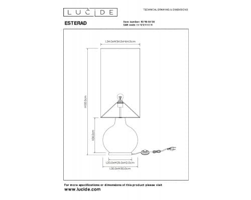 Дополнительное фото Напольный светильник Lucide Esterad 10719/81/30: Купить в Интернет магазин освещения GCSVET.RU