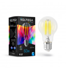 Филаментная лампа светодиодная Voltega E27 7W 4000K груша прозрачная VG10-A60E27cold7W-FHR 7155