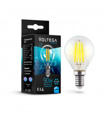 Филаментная лампа светодиодная Voltega E14 9W 4000K шар прозрачный VG10-G45E14cold9W-F 7137