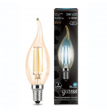 Филаментная лампа светодиодная Gauss E14 5W 4100K золотая 104801805