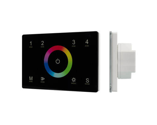 Основное фото Панель Arlight Sens Smart-P83-RGB Black (230V, 4 зоны, 2.4G) 028403: Купить в Интернет магазин освещения GCSVET.RU