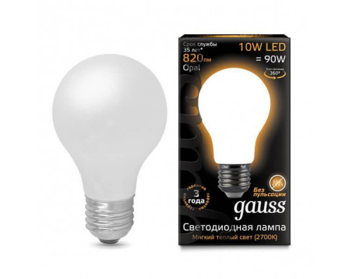 Основное фото Филаментная лампа светодиодная Gauss E27 10W 2700К матовая 102202110: Купить в Интернет магазин освещения GCSVET.RU