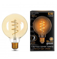 Филаментная лампа светодиодная Gauss E27 6W 2400K золотая 105802007