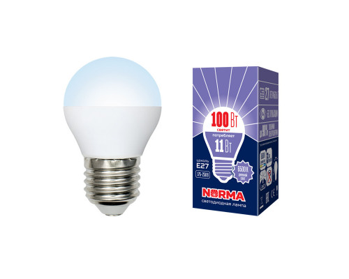 Основное фото Светодиодная лампочка Volpe Norma G LED-G45-11W/DW/E27/FR/NR картон: Купить в Интернет магазин освещения GCSVET.RU