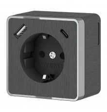 Розетка с заземлением, шторками и USB тип A+C Werkel Gallant W5071704 4690389179617 a057704