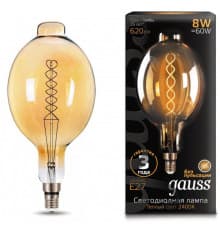 Филаментная лампа светодиодная Gauss E27 8W 2400K золотая 152802008