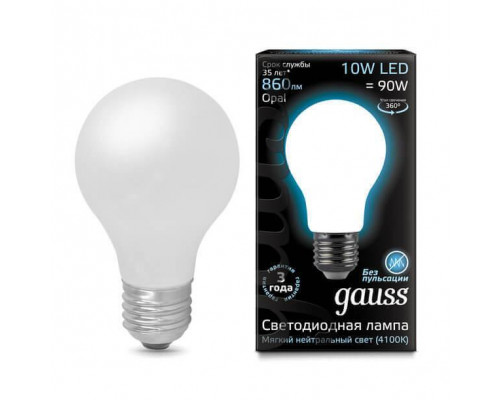 Основное фото Филаментная лампа светодиодная Gauss E27 10W 4100К матовая 102202210: Купить в Интернет магазин освещения GCSVET.RU