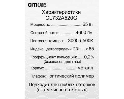 Дополнительное фото Люстра потолочная Citilux Стратус Смарт CL732A520G: Купить в Интернет магазин освещения GCSVET.RU
